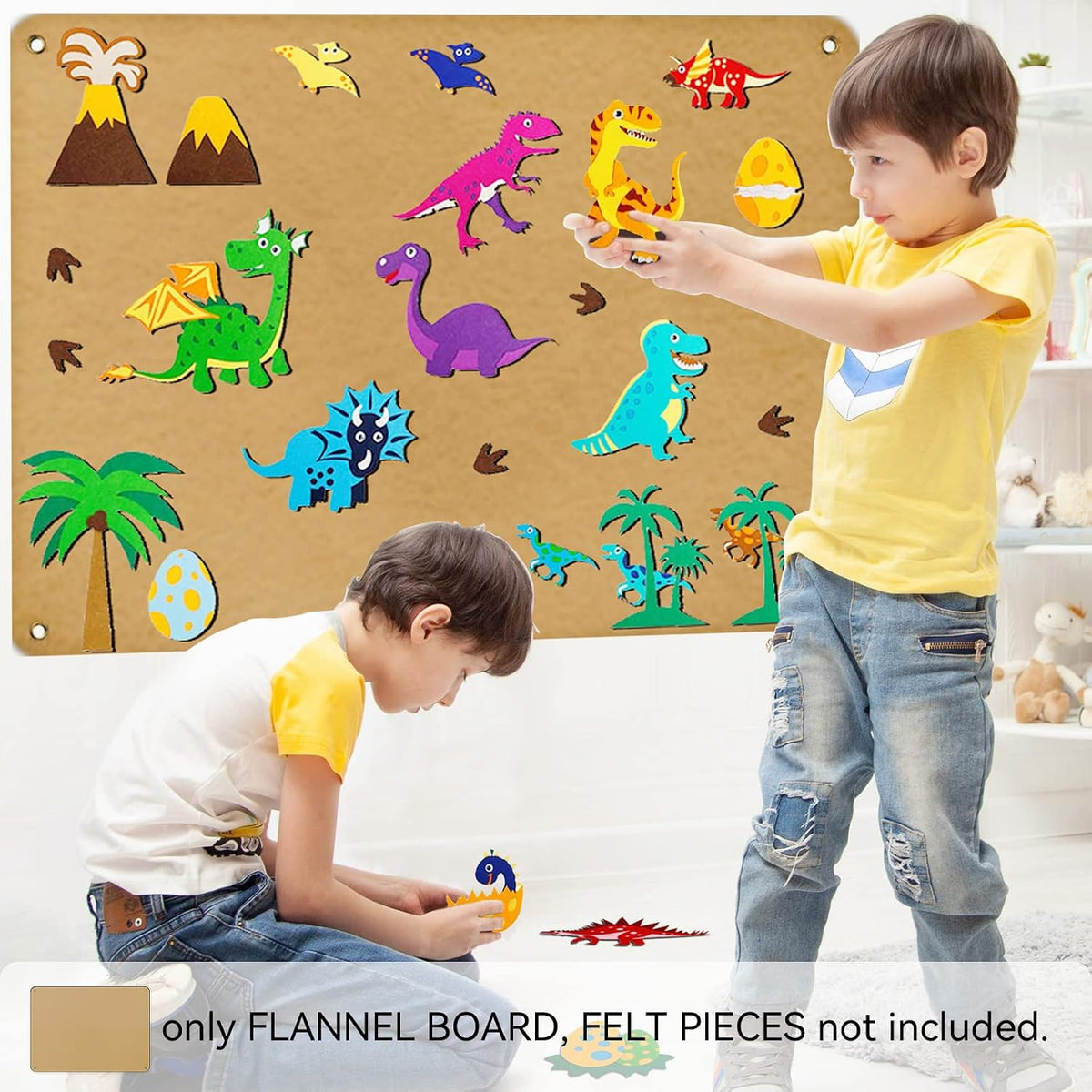 Craftstory 3.5 foot flannel board for toddlers in black felt hanging on a wall - view 11