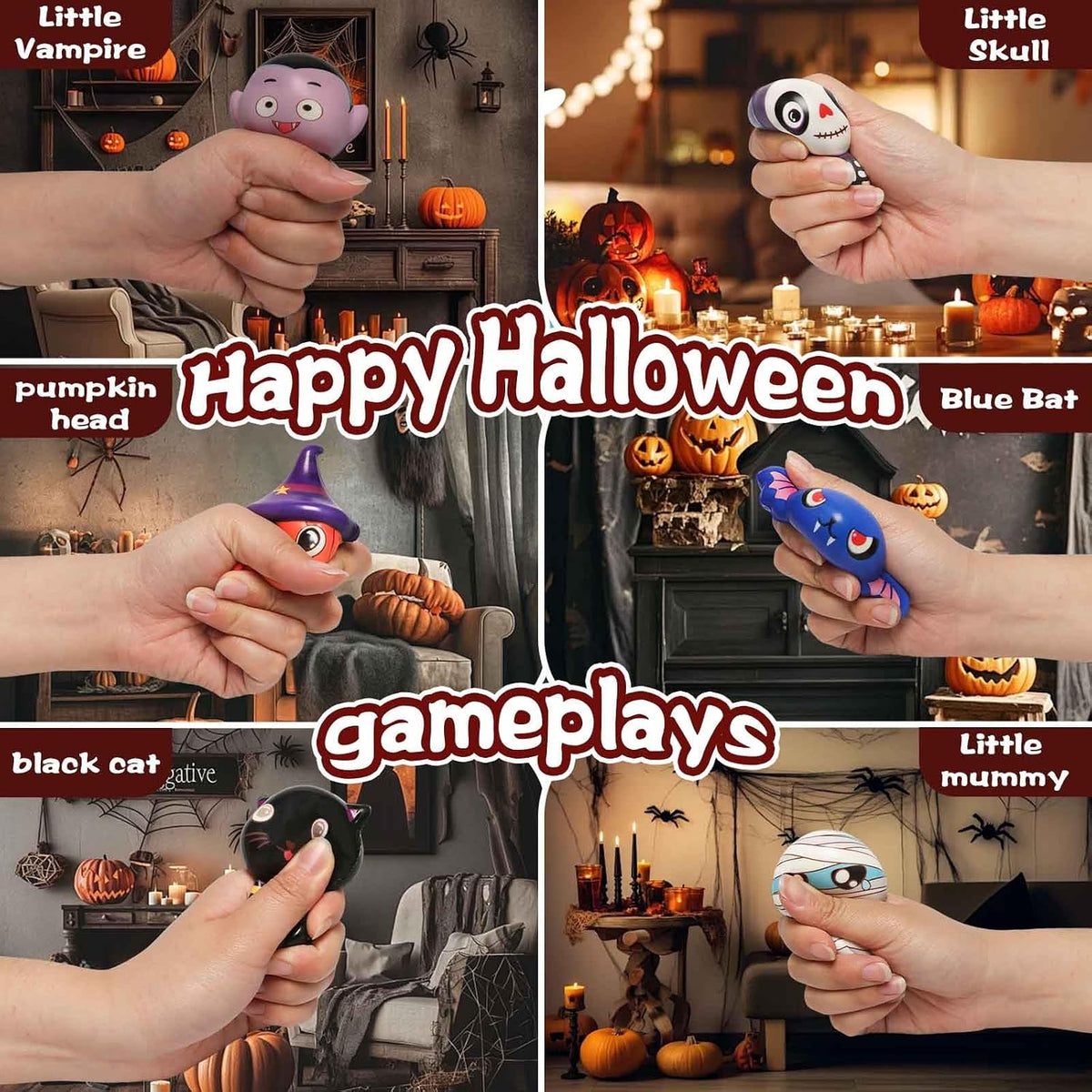 New 6 Packs-Halloween Squishies Toys Slow Rising - 6pcs-4 - image 3