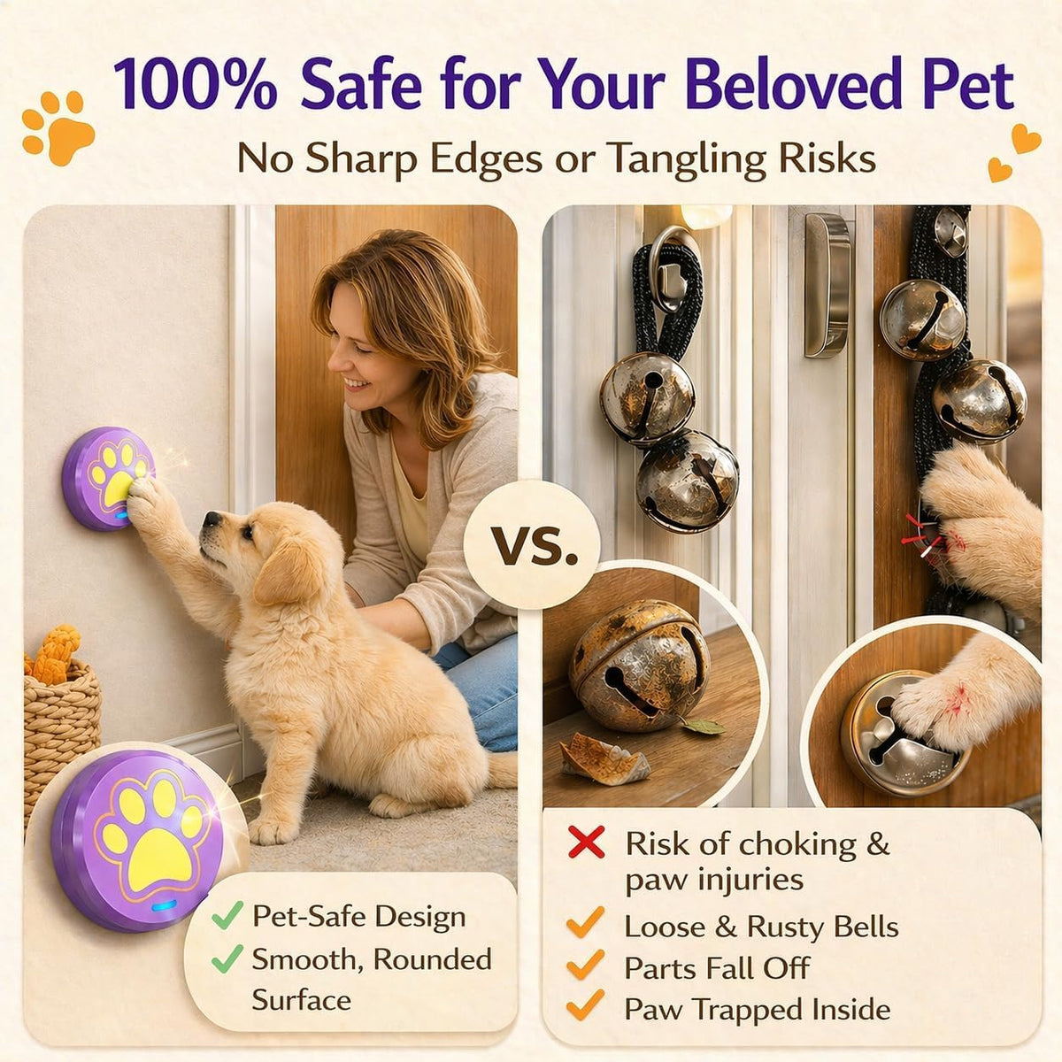 Dog Training Bells for Door - 1 Purple-yellow Button - image 4