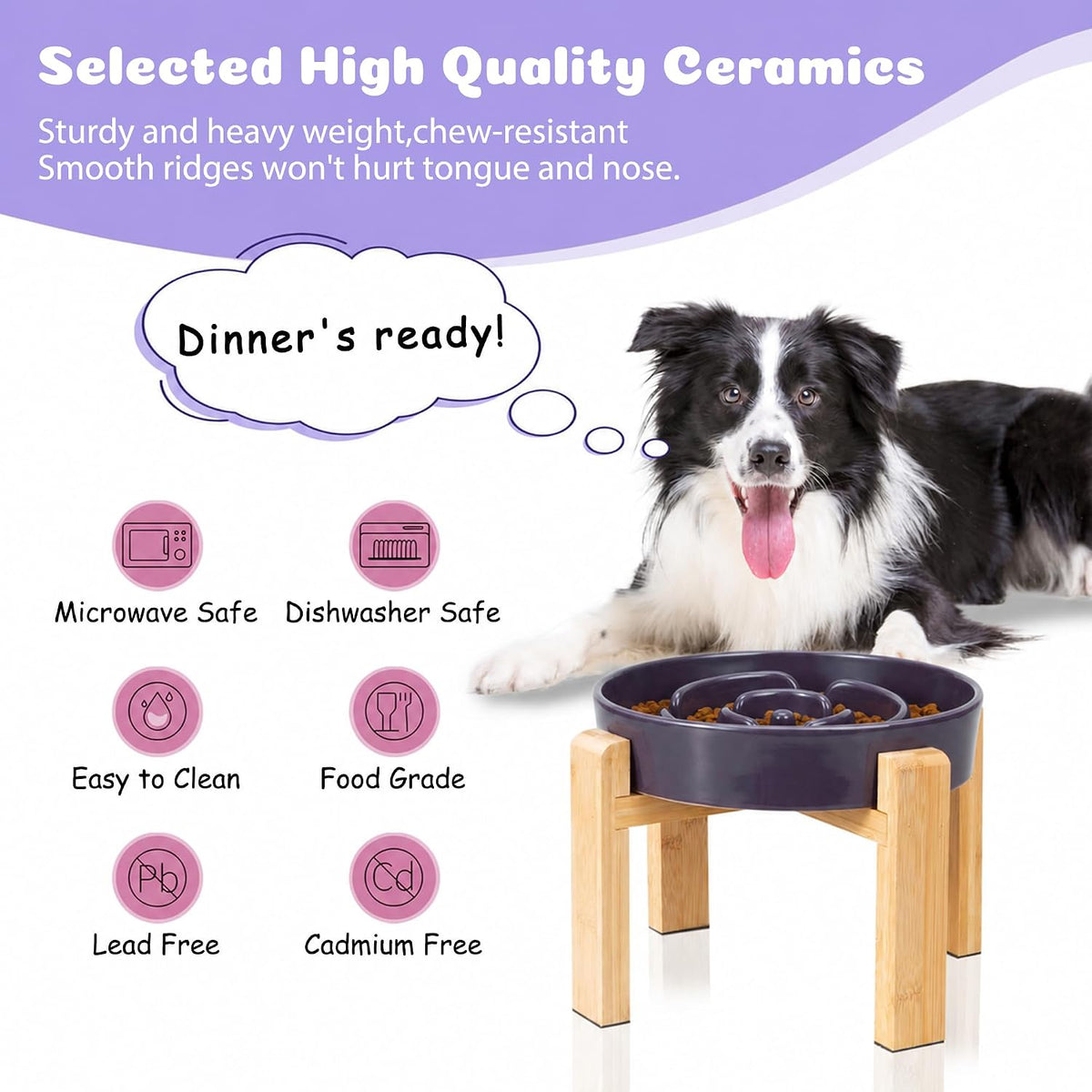 Elevated Slow Feeder Dog Bowl - Purple / 3.2 Cups - image 4