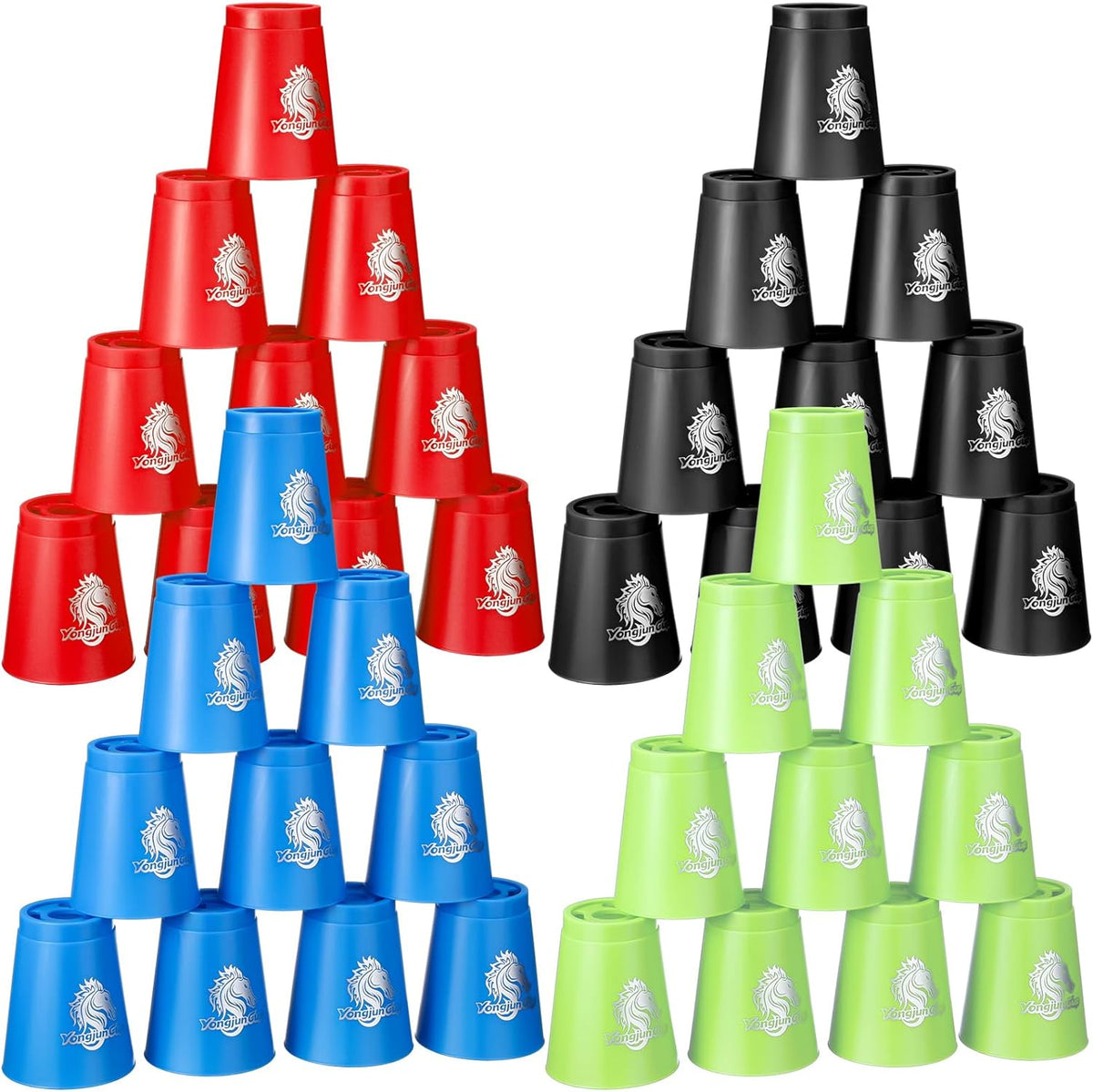 Libima 48 piece sports stacking cups set in blue, green, black and red - view 2