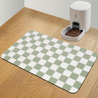 CooRug Checkered Dog Food Mat, Pet Feeding Mat 20" L x 12" W - Green / 24"L x 16"W