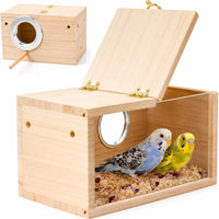 Parakeet Nesting Box, Wooden Parrot Nest Breeding Box with Perch - Horizontal Breeding Box / S