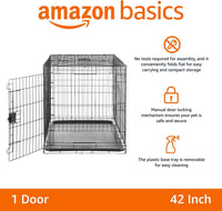 Amazon Basics Portable, Foldable Metal Wire Small Dog Crate with Removable Tray, Divider Panel - 42.0"L x 28.0"W x 30.0"H / Single Door w/ Divider - image 2