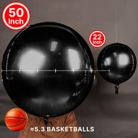 PartyWoo Metallic Silver Foil Balloons 20pcs Large Round Giant 4D - Black / 3 PCS-50 INCH - image 2