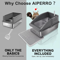 AIPERRO Stainless Steel Litter Box - Dark Grey / X-Large - image 3