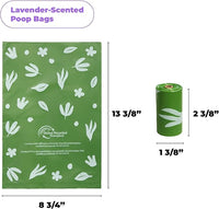 Best Pet Supplies Poop Bags for Dogs, 50% Post-Consumer Recycled Content dog waste bags on rolls, fits all poop bag holders for leashes - 300 Count, Green, Lavender Scented