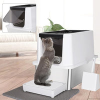 RIZZARI Stainless Steel Cat Litter Box, Odorless Enclosed Litter Box with Top Holes, Large Litter Pan for Small to Large Sized Cats (Black, 24" L*16" W*18" H)