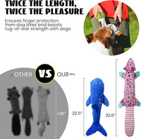 Nocciola 2-in-1 No Stuffing Crinkle Dog Toys with Soft and Durable Fabric, Holds Water Bottles, 2 Extra Long & 3 Regular Size Stuffless Squeaky Dog Toys for Small to Large Dog