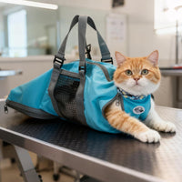 Cinf Cat Restraint Grooming Bag - M (8-12lbs) / Blue