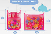 2 x Mesh Bath Toy Organizer + 8 Ultra Strong Hooks - Pink 2-Pack - image 2