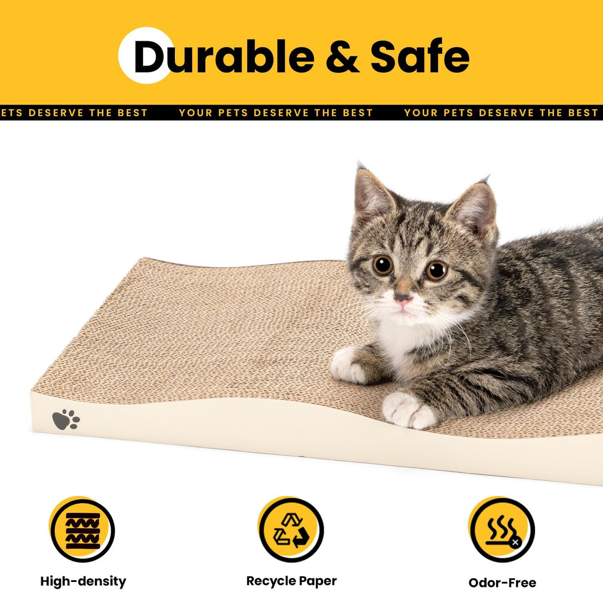 Cat Scratcher, Durable Scratch Pad - Beige / M: 16" - 2 Pack - image 3