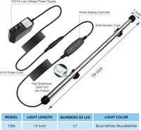 LED Submersible Aquarium Light 4W Underwater Fish Tank Light - NVL-04 (19in 10w) - image 2
