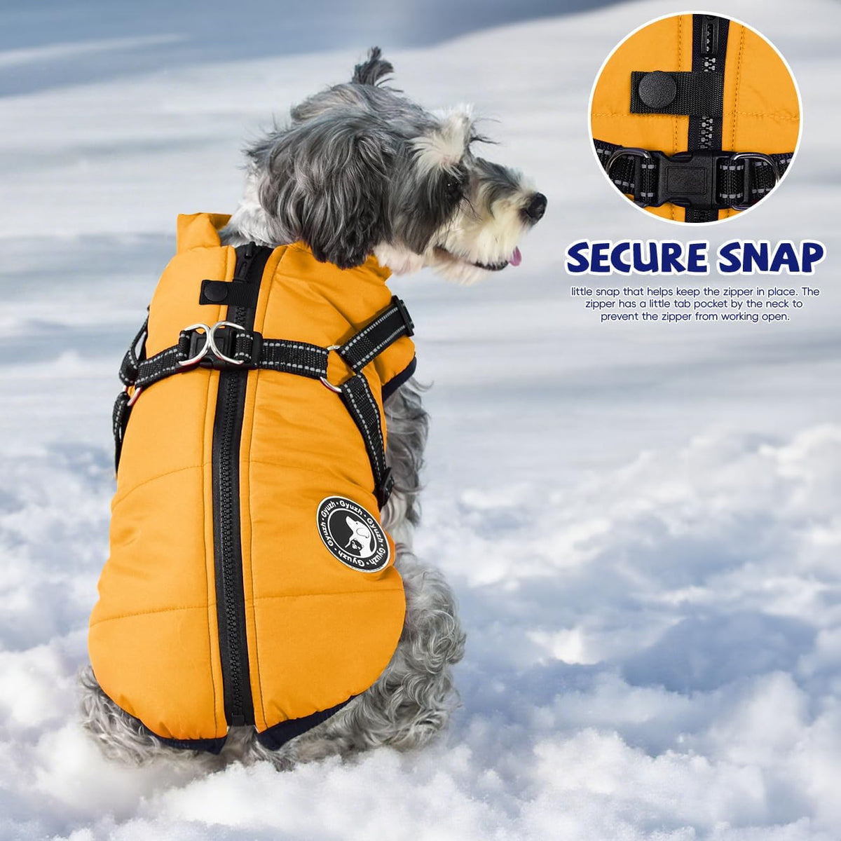 Gyuzh Dog Coat with Harness Puppy Coats Small Dog Harness Jacket - XX-Large / yellow - image 3