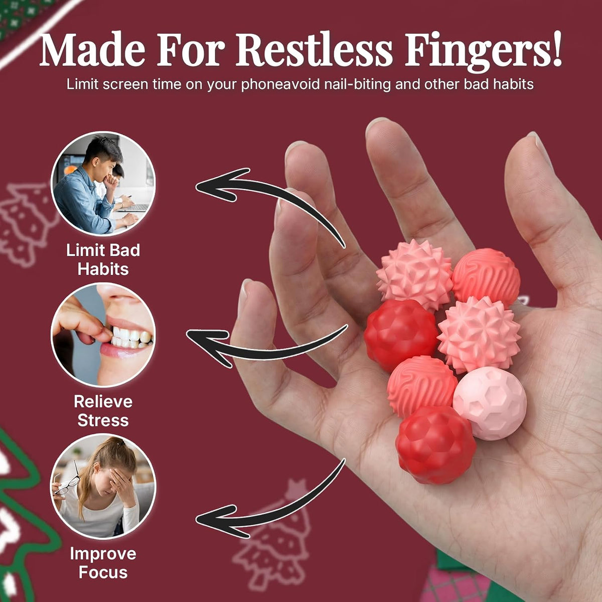 Magnetic Fidget Balls for Adults & Teens - Xmas-pink - image 2