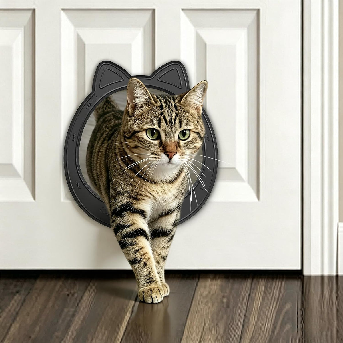 Large Cat Door Interior Door - Black