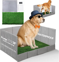 HQ4US Dog Grass Pad with Tray, Foldable Litter Box High Wall - X-Large for Dog＜ 38" Length
