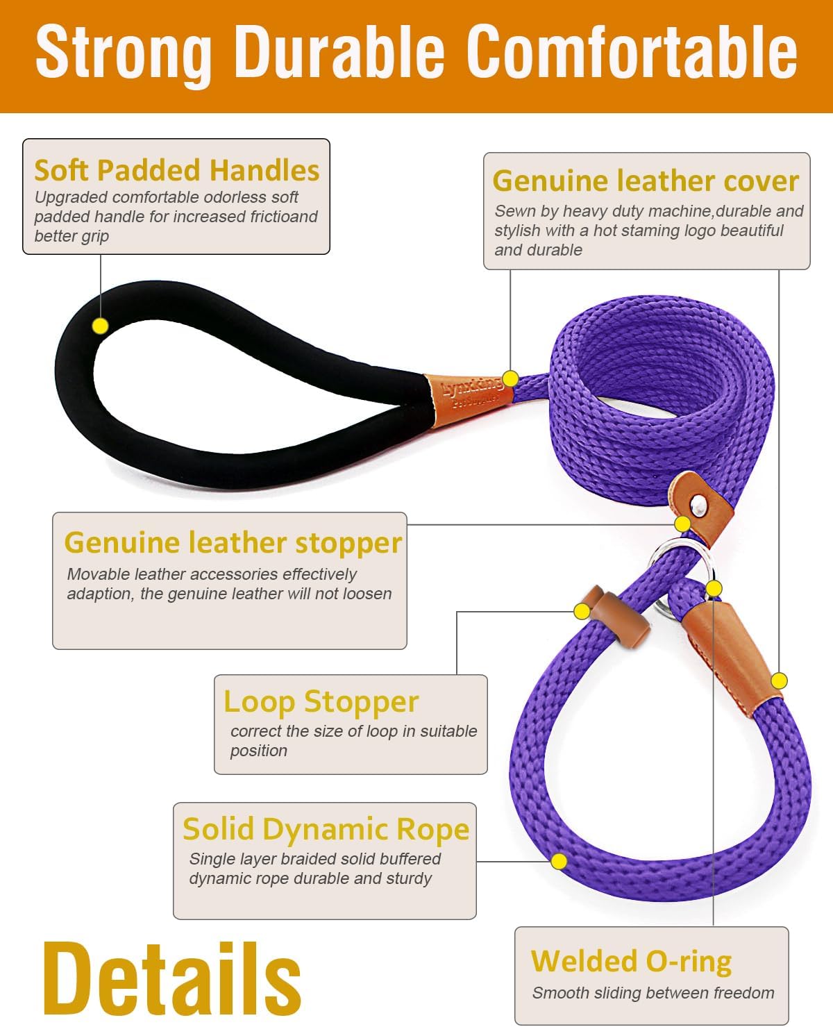Dog Leash Slip Lead Braided Rope Pet Training Loop Leashes 5ft 6ft 8ft – Essentials for Dogs - Purple / Slip Lead-3/8in x 6ft Small - image 2