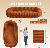 Orthopedic Human Dog Bed, with Faux Fur Washable Cover, Blanket - Burnt Orange / Human Dog Bed (72x40x10) - image 3
