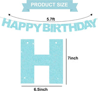 BEISHIDA Pre-Strung Glitter Pink Happy Birthday Banner Party Sign - Light Blue - image 2