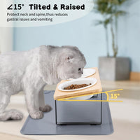 Elevated Whisker Friendly Cat Bowls - Ceramic Bowls-Bamboo - image 4