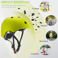 FOOKCIAN Kids Helmet,Toddler Skateboard Helmets for Ages 2-3-5-8-14 Years Boys Girls with Knee - Green / Small: 18.9"-21.3" / 3-8 year - image 3