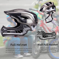 ROCKBROS Kids Full Face Bike Helmet Lightweight Detachable MTB Helmet – Fun for Kids & Family - Black Titanium / Small - image 3
