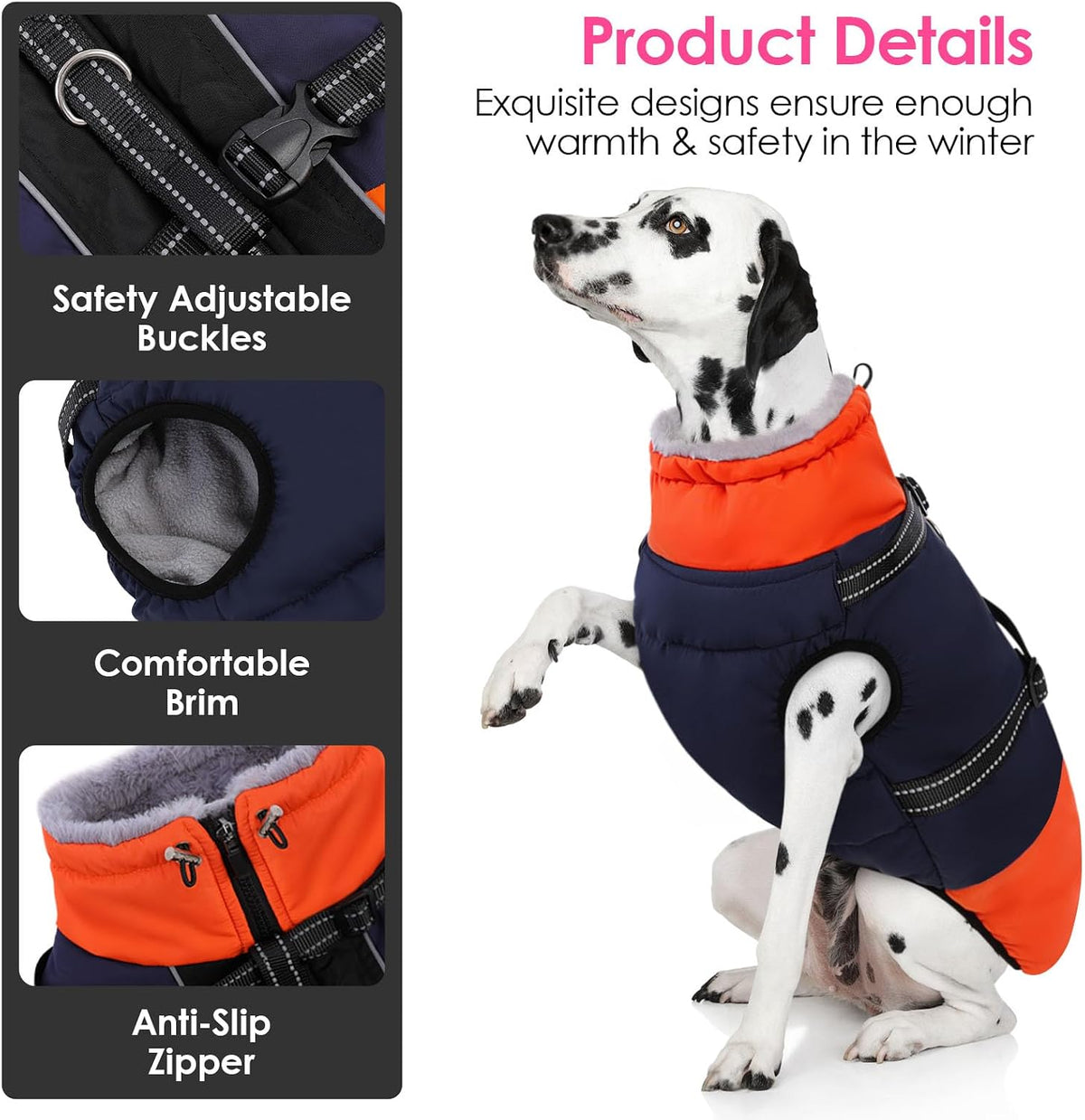 Large Dog Coat Waterproof Dog Winter Jacket with Harness TurquoiseL – Essentials for Dogs - Blue / XX-Large - image 4