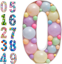 28 inch DIY Mosaic Balloon Number 1 Frame, Party Backdrop Decor – Fun for Kids & Family - Number 0