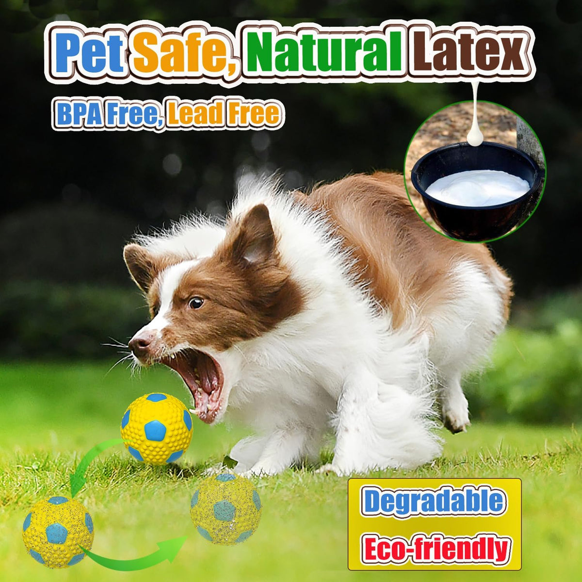 2" Squeaky Dog Toys for Small Dogs, Mini Breed - 2.6'' for M/L / Yellow+Green+Rose Red+Blue - image 4