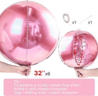 PartyWoo Metallic Silver Foil Balloons 20pcs Large Round Giant 4D - Pink / 6 PCS-32 INCH - image 4