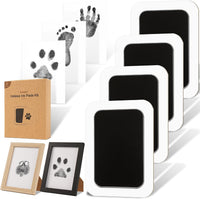 Inkless Paw Print Kit for Dogs, Cats & Babies - Black Pad,Black/Natural Wood Frame / 4-Pack,Large