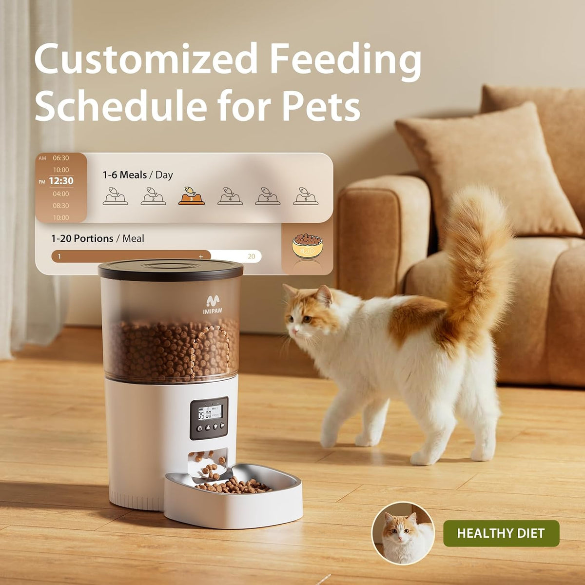 IMIPAW Automatic Cat Feeders - 3l / White Black - image 2