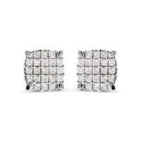 10K White Gold 3/4 Cttw Princess Diamond Composite Cushion Shape Stud Earrings (I-J Color, I1-I2 Clarity)