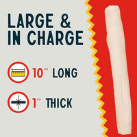 Canine Chews 10" Dog Rawhide Retriever Rolls - Bones for Large Dogs (20 Pack) - 100% USA-Sourced Natural Beef - Single Ingredient - Healthy Dental Chew