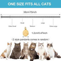 4 Pcs Cat Calming Collar Adjustable Lavender Scent Relaxing Cat Collar with 2 Pendant for Puppies Reduce Stress Aggression Anxious, up to 15 Inches(Grey, Silver)