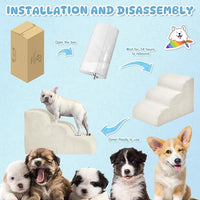 Dog Steps for Small Dogs, 4-Step Pet Ramp Stairs for High Beds and Sofa, Non-Slip Pet Stairs for Small Dogs and Cats, Removable and Easy to Clean Cover, Beige