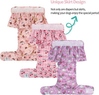 CuteBone Female Dog Diapers with Skirts 3 Pack Reusable Puppy Dresses - Cherry&rainbow&dessert skirts / XL - image 2