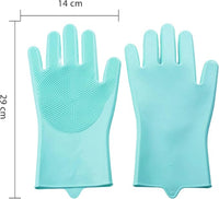 Pet Grooming Gloves，Heat-Resistant Silicone Gloves with High-Density Teeth for Enhanced Massaging and Bathing of Dogs and Cats (Green, 2 Pair)