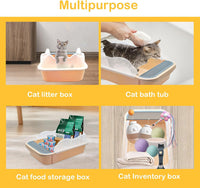 Open Cat Litter Box with High Side - 【Khaki】 - image 2