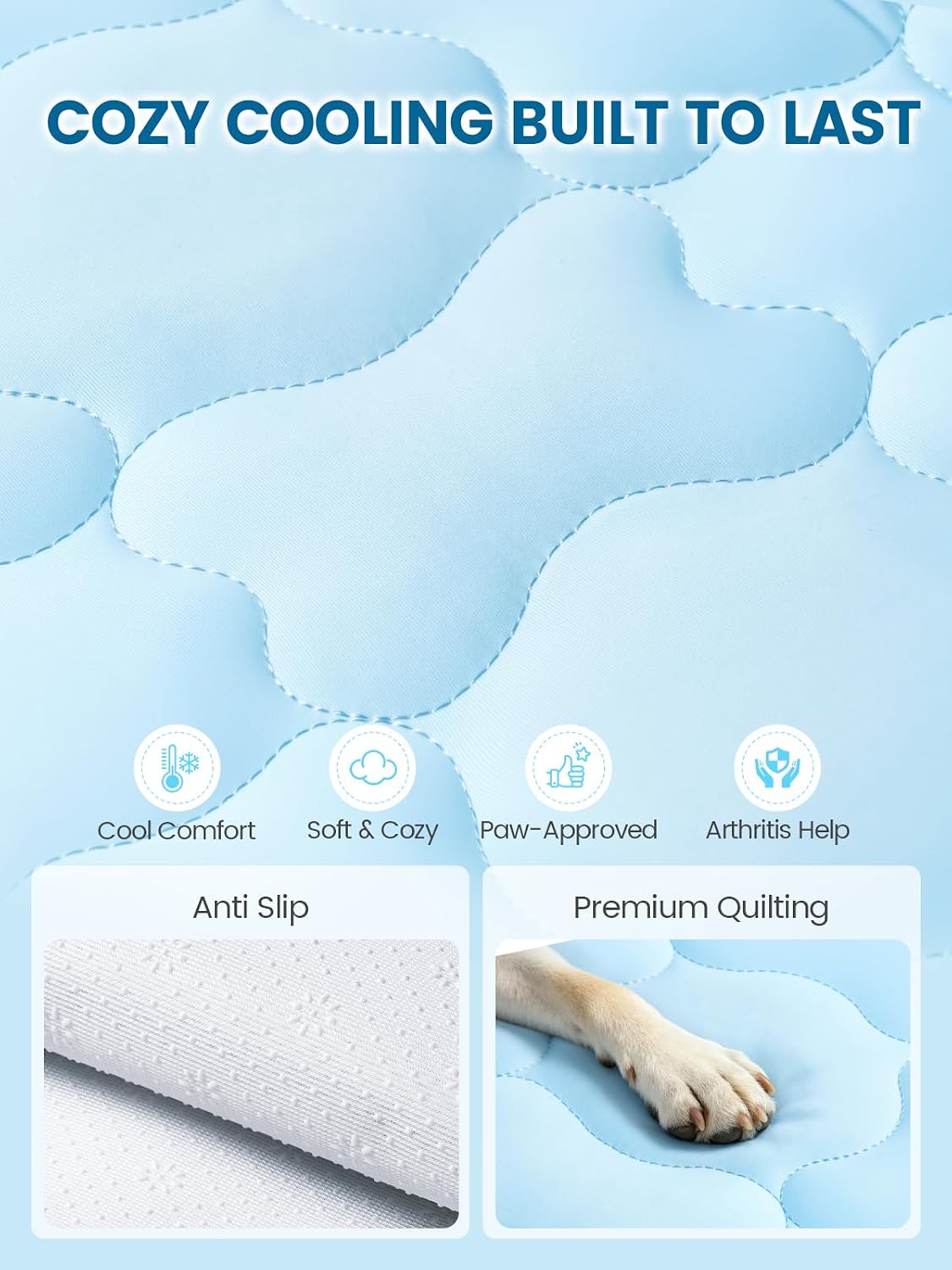 Mora Pets Dog Cooling Mat Instant Pet Cooling Pad Bed for Large Dogs - Light Blue / 40-Inch (Large) - image 4