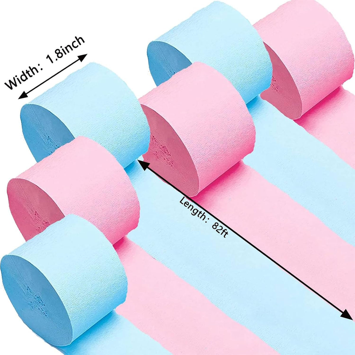 We Moment Dusty Blue Light Blue White Crepe Paper Streamers 1.8 Inch - pink and blue - image 2