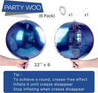 PartyWoo Metallic Silver Foil Balloons 20pcs Large Round Giant 4D - Blue-navy Blue / 6 PCS-22 INCH - image 4