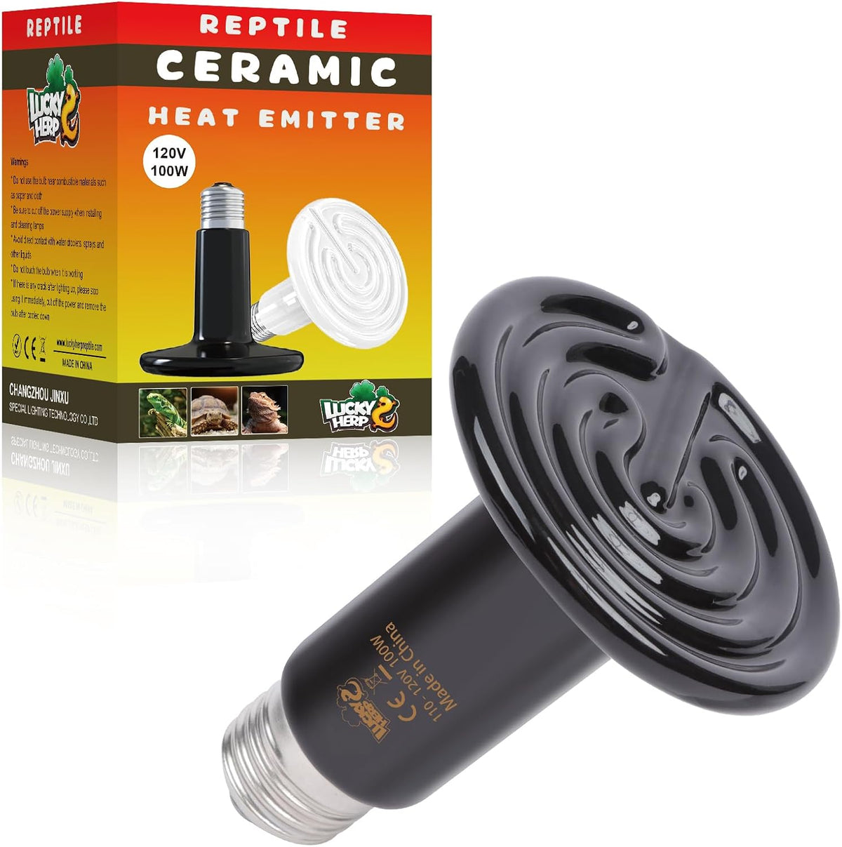 LUCKY HERP Heat Lamp Bulbs, 150W Reptile Heat Lamp 2 Pack - Ceramic Heat Emitter / 100W 1-Pack