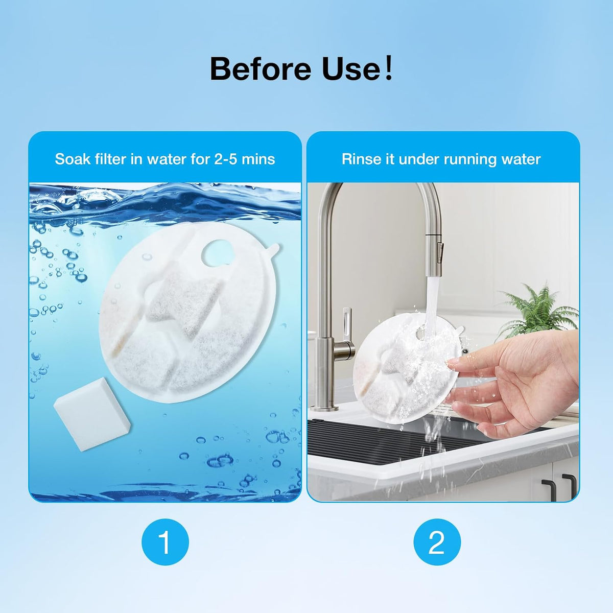 16 Packs Replacement Cat Water Fountain Filters Compatible - 24Filters+1 Brush - image 4