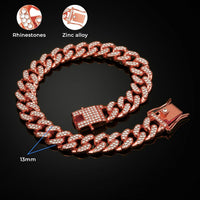 Gold Dog Chain Diamond Gold Chain Dog Collar Walking Metal - Rosegold / 12inch - image 4