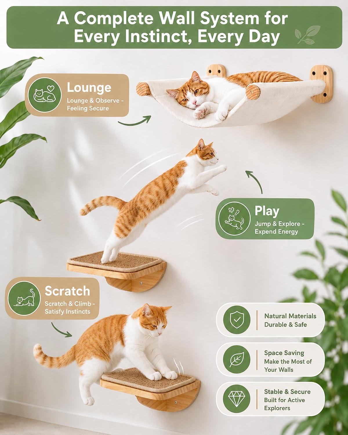 Cat Wall Hammock with Floating Hammock - 1 Hammock 2 Steps - image 2