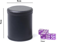 Felt Lined PU Leather Dice Cup Set with 6 Dot Dices – Fun for Kids & Family - Purple B - image 2