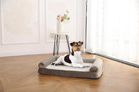 Amazon Basics Dog Bed with Cooling Gel Memory Foam, Pressure-Relief Support for Dogs up to 30lbs, Non-Slip Bottom, Machine Washable Cover, Medium Sized (30" x 20"), Brown
