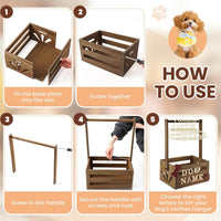 Wooden Dog Closet, Pet Wardrobe with Hanging Rod for Small Dog - Dark Walnut - image 3